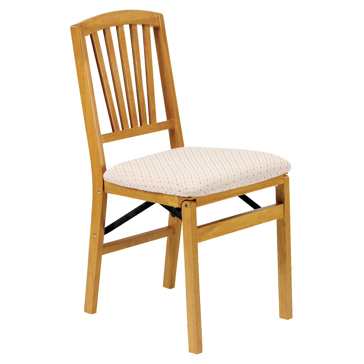 Nouveauté 2026 – Chaise pliante Mission Fusion (lot de 2) - Tissu rose poudré et bois fruitier