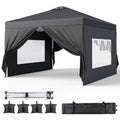 Nouveauté 2026 – Tente pliante 3 x 3 m avec 4 parois latérales amovibles – Tente extérieure portable Lofka avec 4 sacs de sable, 8 piquets et cordes – Idéale pour la plage, les fêtes, la terrasse et le jardin, noire