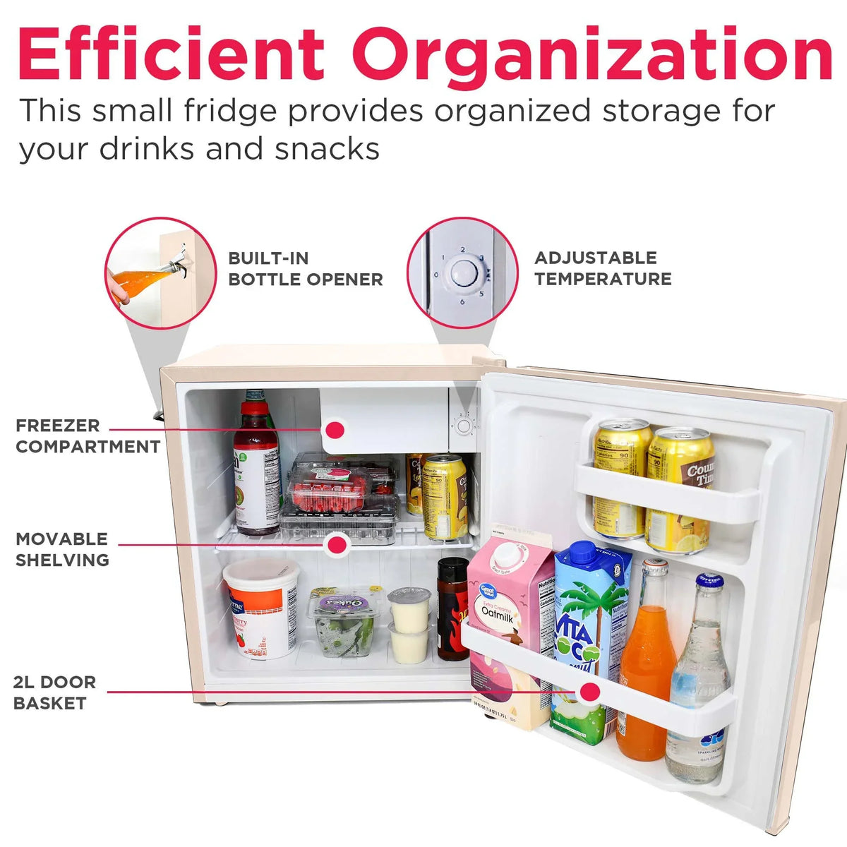 Nouveauté 2026 – Réfrigérateur Frigidaire , 1,6 pi³, style rétro compact, avec ouvre-bouteille latéral, couleur corail