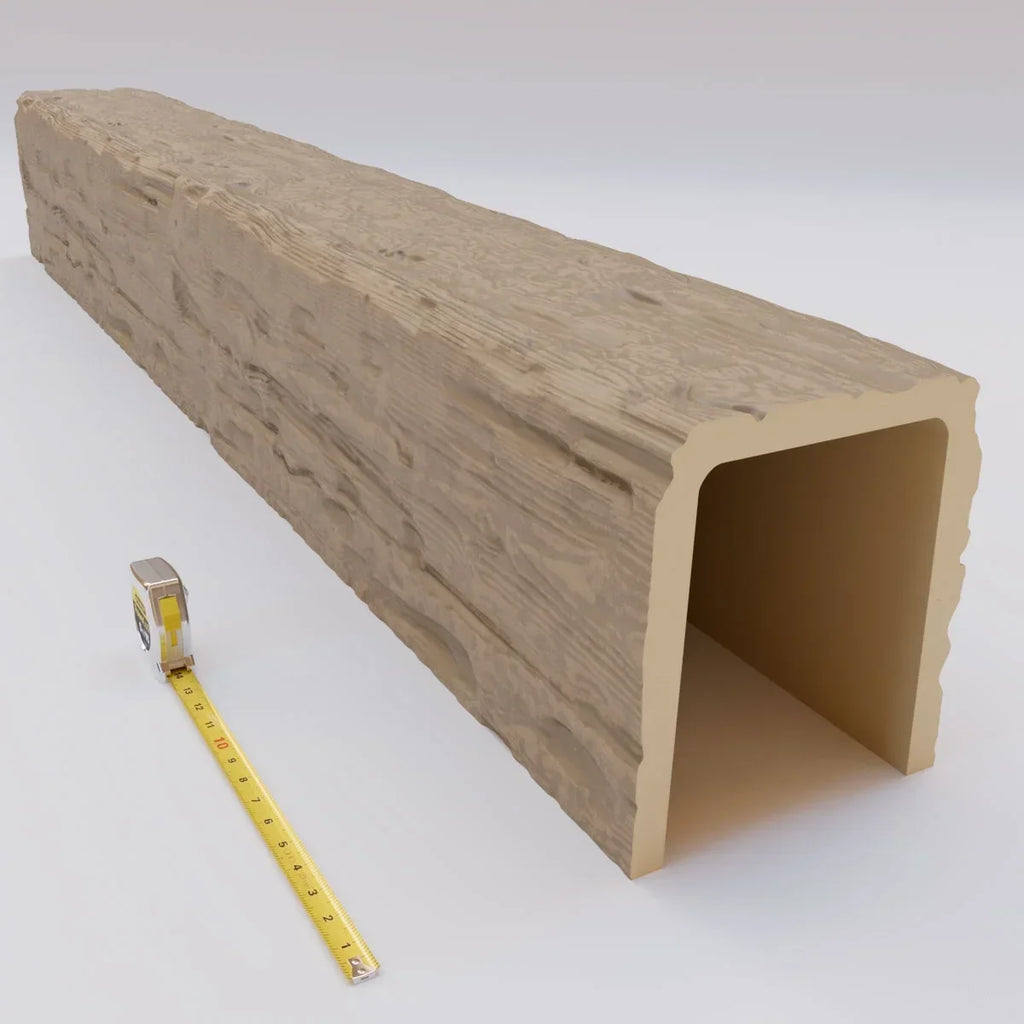 Nouveauté 2026 – Ekena Millwork 3 1/2 po L x 3 1/2 po H x 120 po P 3 côtés (poutre en U) Bois de récupération HeritageTimber Faux bois Poutre de plafond, Brun Kona