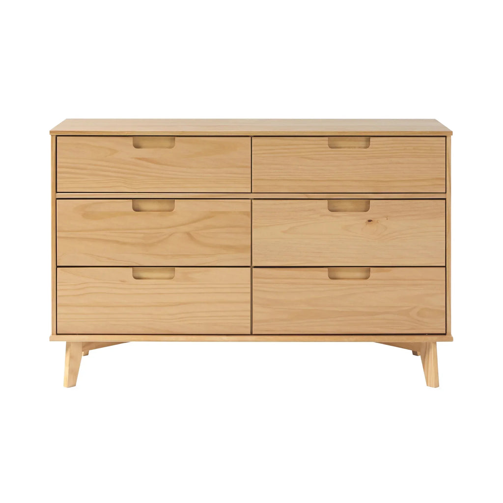 Nouveauté 2026 – Commode Walker Edison Sonoma 6 tiroirs en bois massif couleur caramel