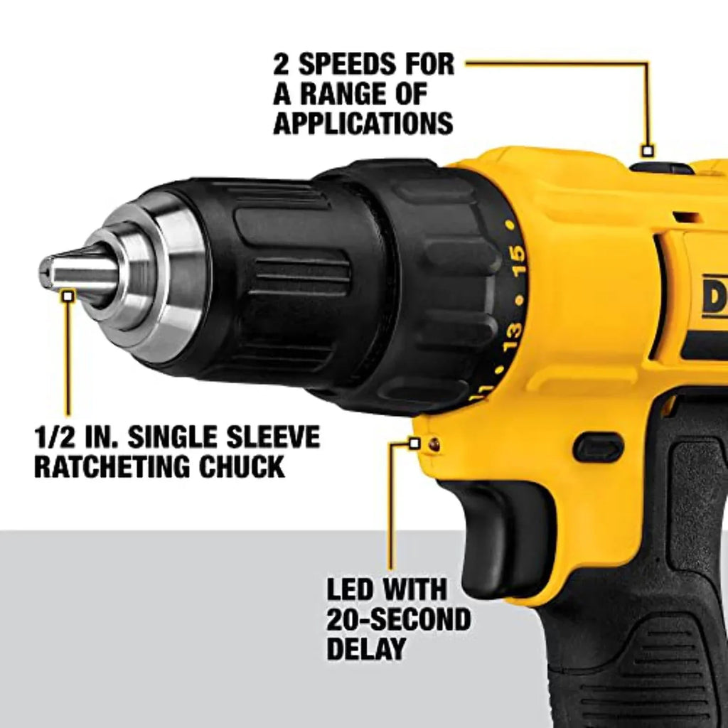 Nouveauté 2026 – Kit perceuse-visseuse sans fil DEWALT 20V Max, compact, 1/2 pouce (DCD771C2), jaune