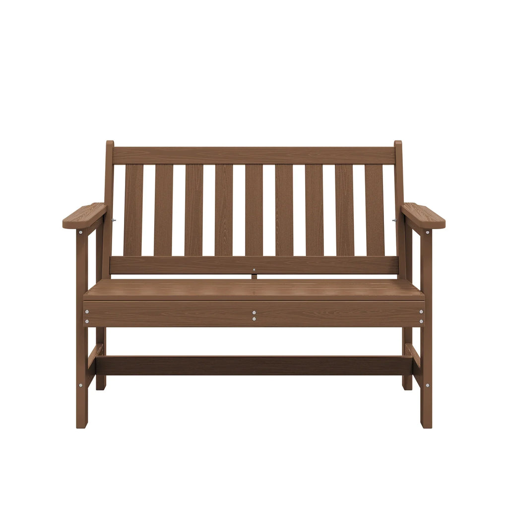 Nouveauté 2026 – Banc d'extérieur SERWALL pour 2 personnes, en PEHD résistant aux intempéries avec renforts en aluminium, supporte jusqu'à 300 kg, confortable pour terrasse, jardin et véranda, noir