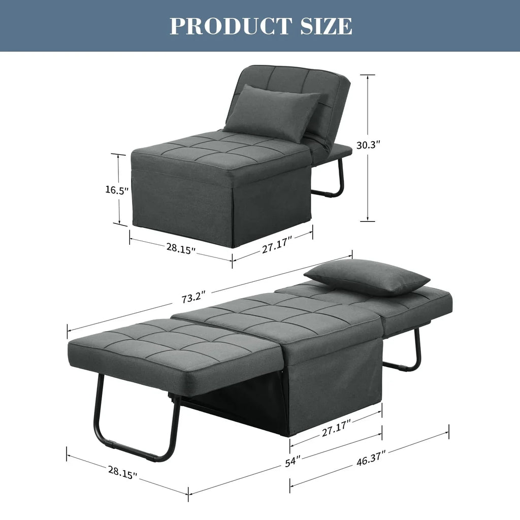 Nouveauté 2026 – Canapé-lit pliant Ainfox , 4 en 1 : lit de jour, pouf, fauteuil, canapé-lit pour invités, idéal pour un salon moderne ou une chambre, petite taille (gris foncé