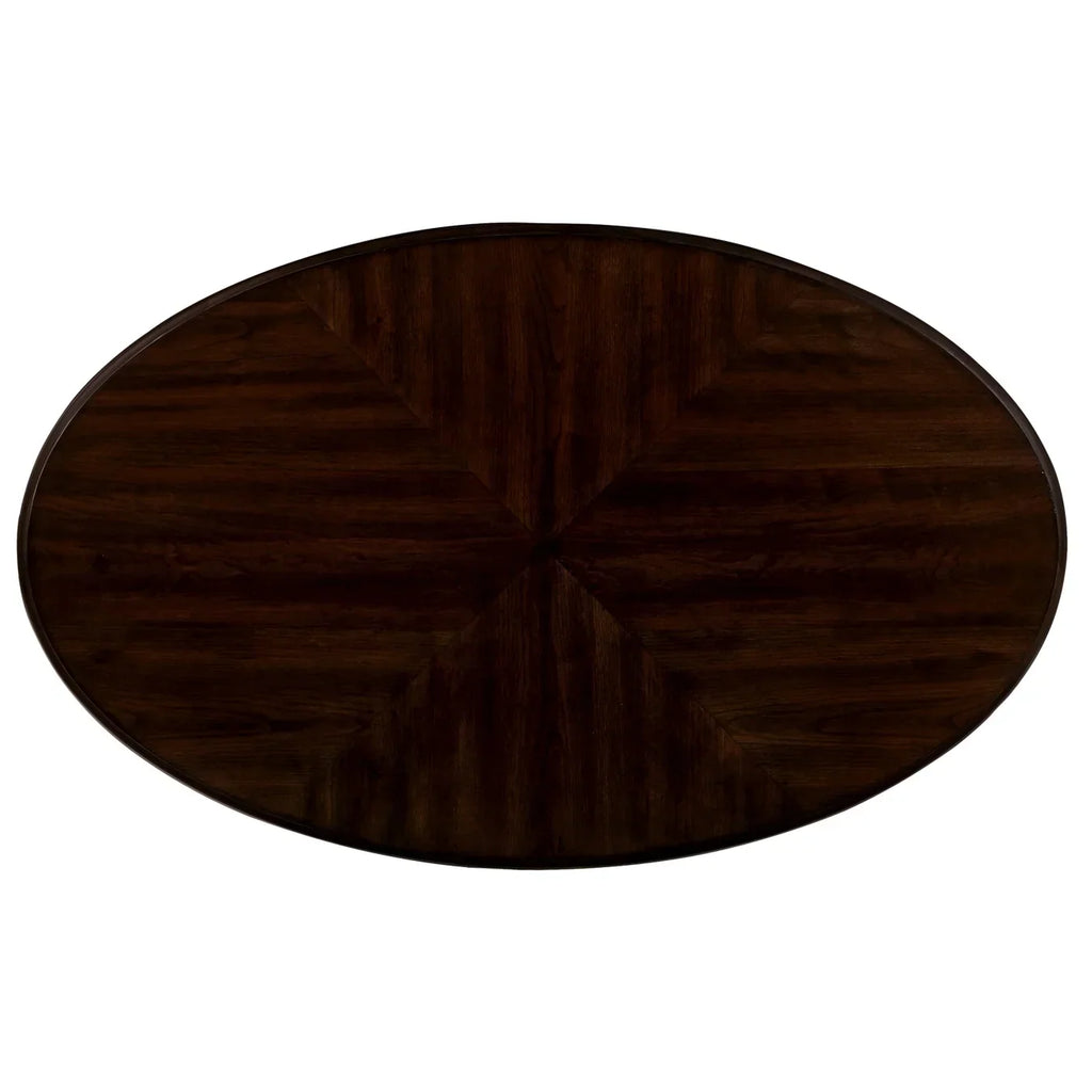 Nouveauté 2026 – Table basse ovale 42" avec étagère de rangement, table basse à deux niveaux en bois massif, style rétro traditionnel pour salon, supporte jusqu'à 181 kg, couleur cerisier