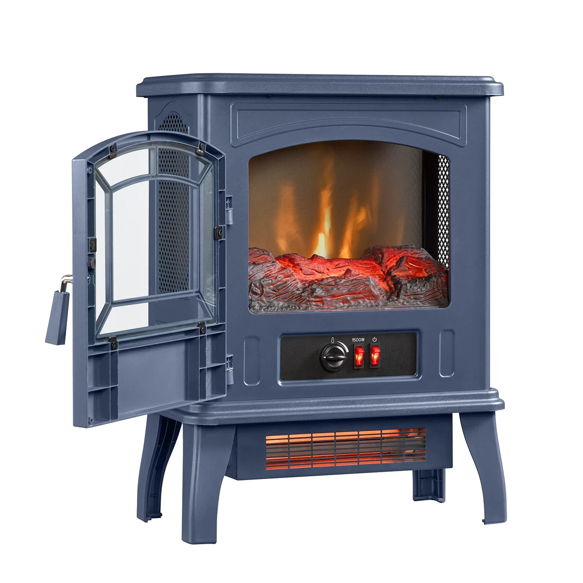 Nouveauté 2026 – Poêle électrique infrarouge à quartz ClassicFlame 17,5" W, bleu insigne