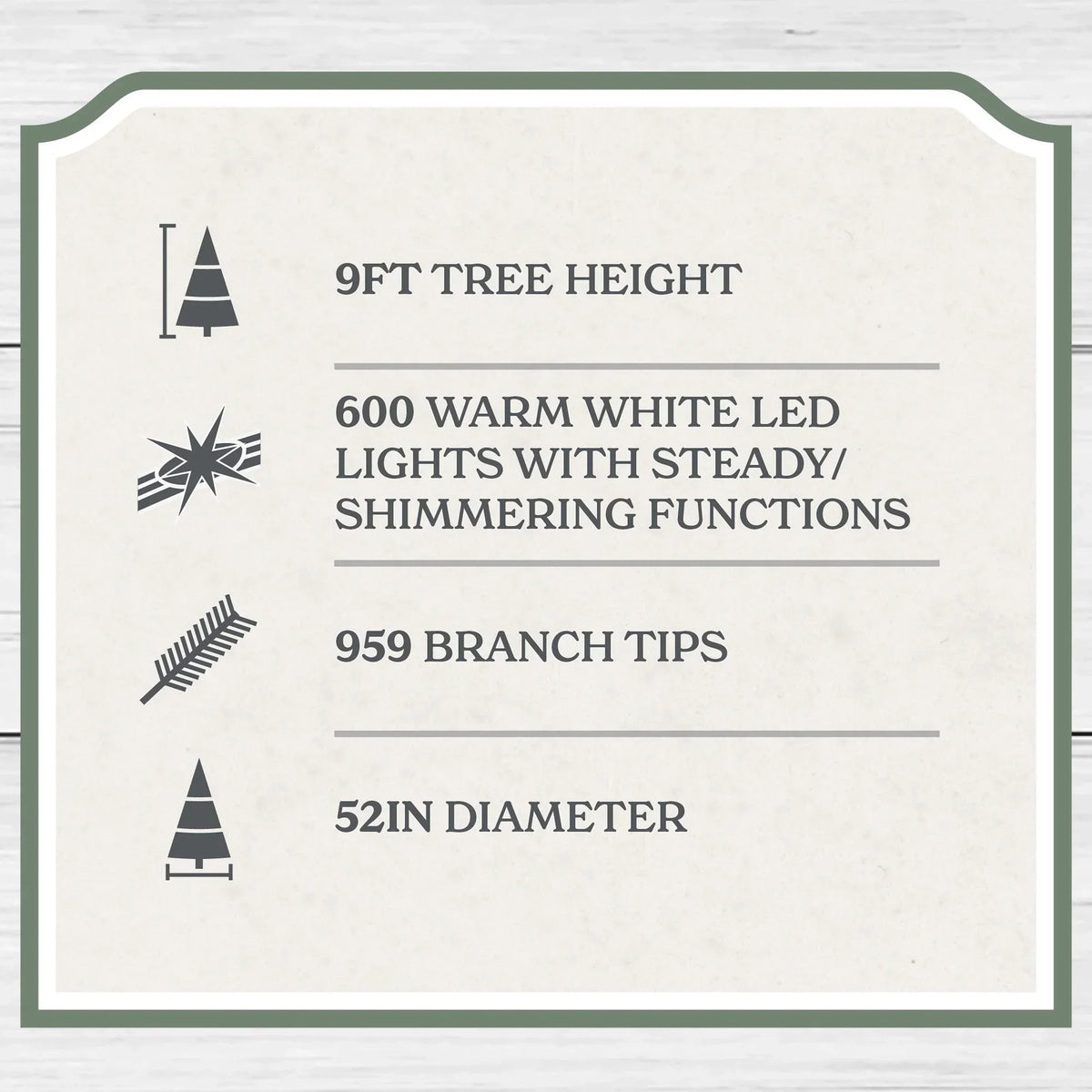 Nouveauté 2026 – Sapin de Noël artificiel 9' en cyprès vert pré-illuminé, , avec 600 lumières LED blanc chaud scintillantes, par My Texas House