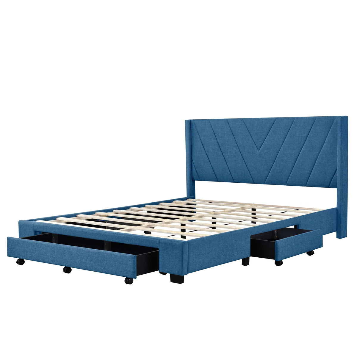 Nouveauté 2026 – Cadre de lit Queen Sesslife avec rangement, nouveau lit plateforme rembourré en lin amélioré avec 3 tiroirs, lit de rangement Queen avec tête de lit et lattes en bois, aucun sommier requis, supporte 227 kg, beige