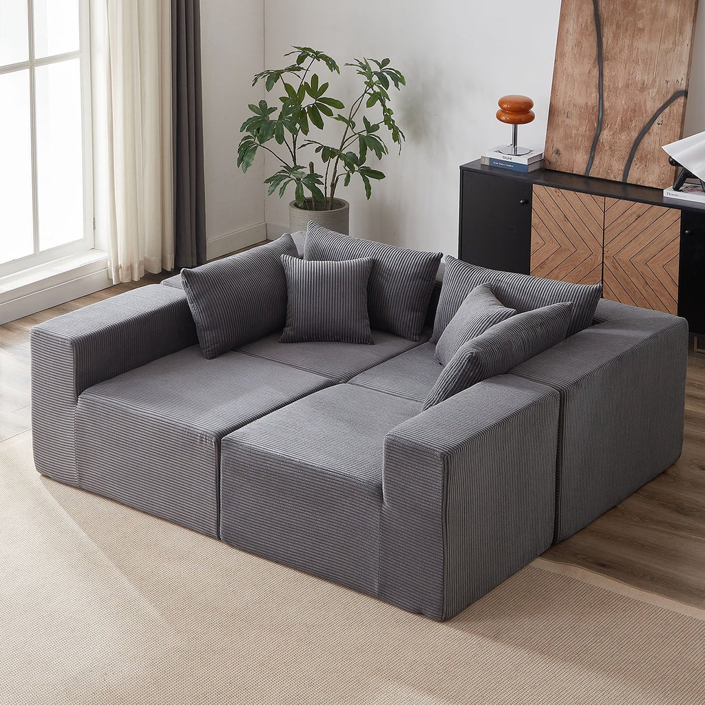 Nouveauté 2026 – Canapé d'angle modulaire en velours côtelé de 264 cm (104 pouces), ensemble de canapés de sol de luxe, mobilier d'intérieur rembourré, canapé compressé en mousse pour salon et chambre, combinaison libre de 4 pièces