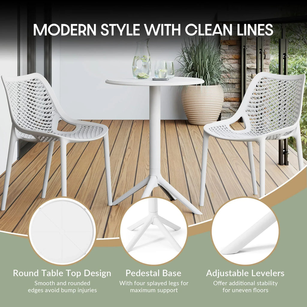 Nouveauté 2026 – Ensemble bistro de patio extérieur 3 pièces WestinTrends Playa en résine, vert olive, avec chaises d'appoint empilables