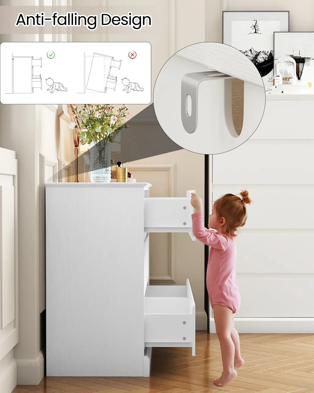 Nouveauté 2026 – Commode blanche neuve , commode à 6 tiroirs, meuble de rangement double, meuble d'appoint pour chambre ou salon