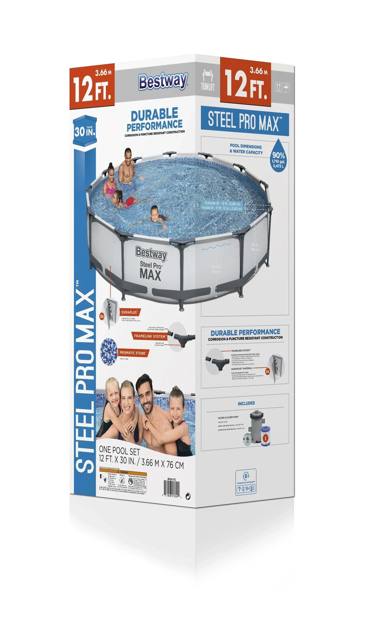Nouveauté 2026 – Piscine hors sol ronde Bestway Steel Pro MAX 10 pi x 30 po