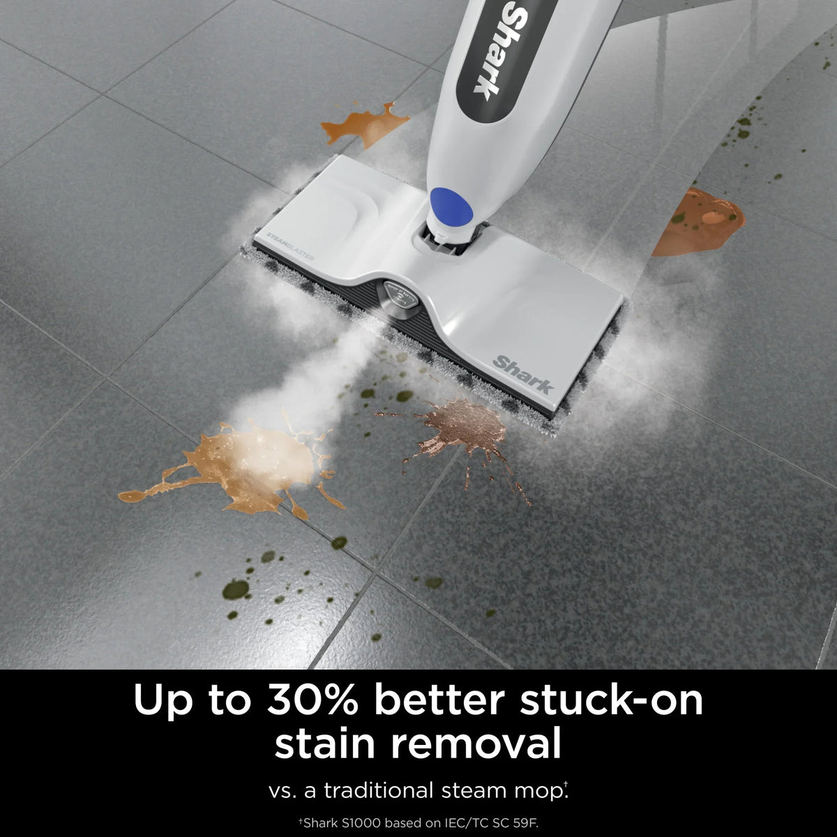 Nouveauté 2026 – Balai vapeur Shark SteamSpot avec jet de vapeur pour sols durs scellés, réservoir amovible XL, lingette anti-salissures lavable, 2 modes, S2000