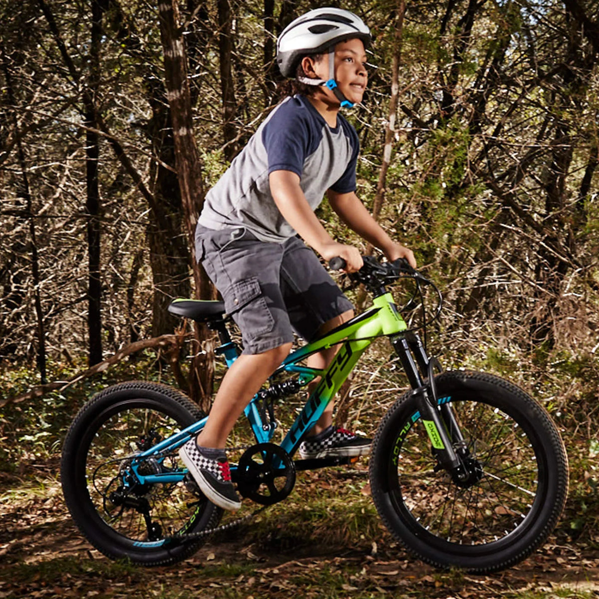 Nouveauté 2026 – VTT garçon Oxide 20 pouces, coloris citron vert/bleu