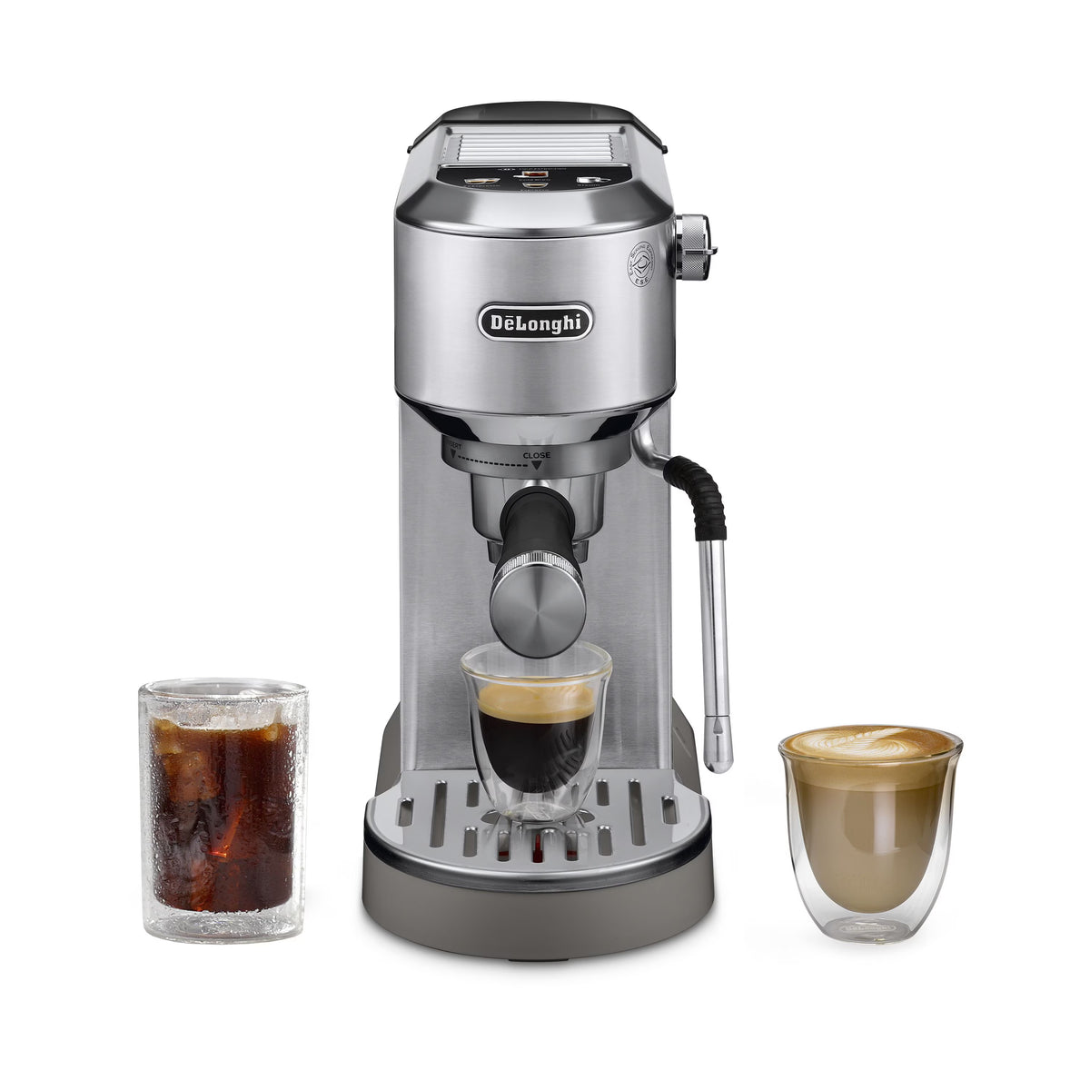 Nouveauté 2026 – Machine à expresso De’Longhi Dedica Duo , format compact avec mousseur intégré pour latte art, expresso, café infusé à froid, lattes et plus encore, acier inoxydable