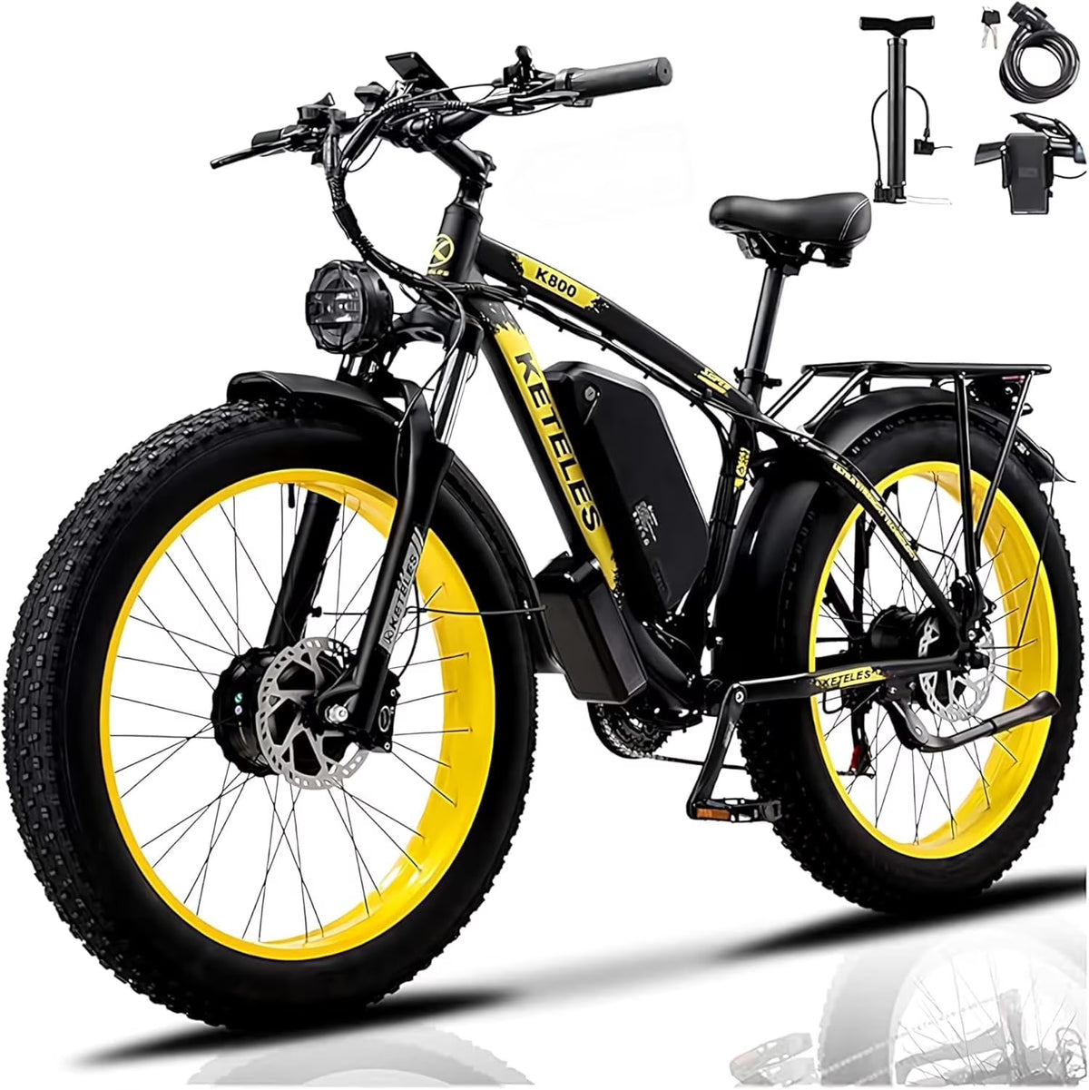 Nouveauté 2026 – Vélo électrique KETELES pour adultes, Peak 4000W à double moteur, VTT électrique à gros pneus 26", batterie amovible 48V 23AH UL 2849