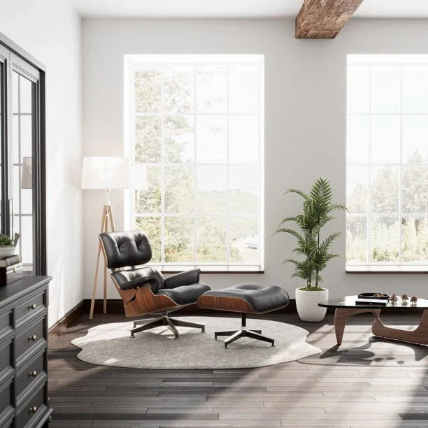 Nouveauté 2026 – Fauteuil lounge , fauteuil lounge style milieu du siècle, canapé en cuir pleine fleur pour salon, ensemble fauteuil lounge et repose-pieds moderne pour intérieur, chaise longue pour bureau ou bureau