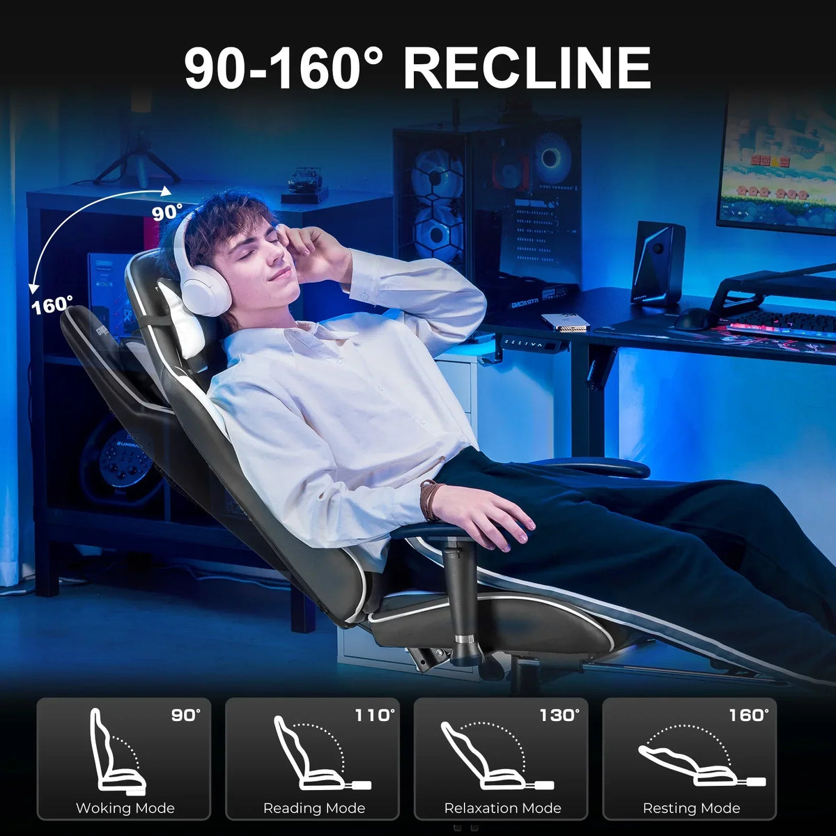 Nouveauté 2026 – Chaise de jeu GTRACING , chaise de bureau ergonomique avec soutien lombaire, revêtement en cuir PU, repose-pieds et appui-tête réglable, rouge
