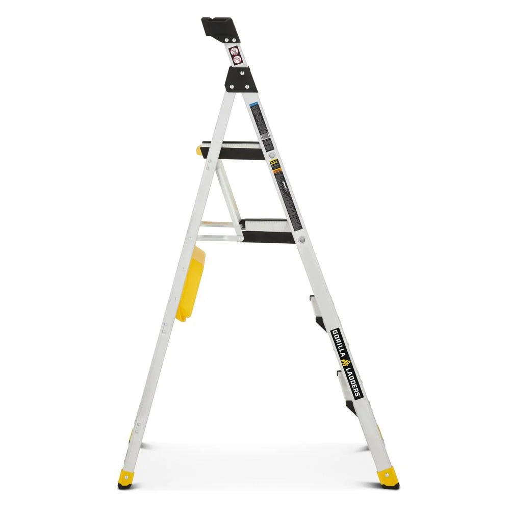 Nouveauté 2026 – Échelle robuste à double plateforme amovible Gorilla Ladders avec nacelle intégrée, 1,7 m, aluminium, multicolore
