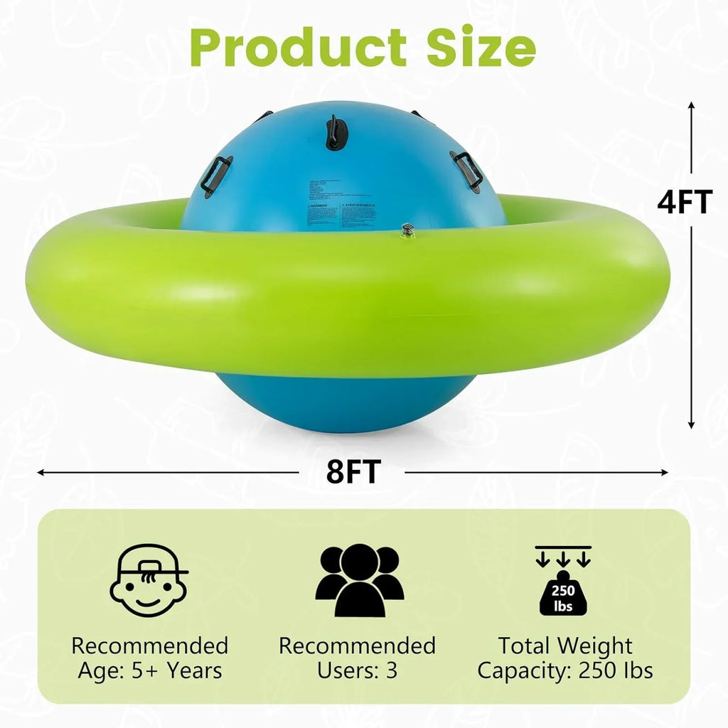 Nouveauté 2026 – Dôme gonflable à bascule OLAKIDS , 2,4 m (8 pi), balançoire géante d'extérieur pour enfants avec 6 poignées de sécurité, poids maximal 113 kg (250 lb), jouet d'escalade pour tout-petits, équipement de jeu pour jardin