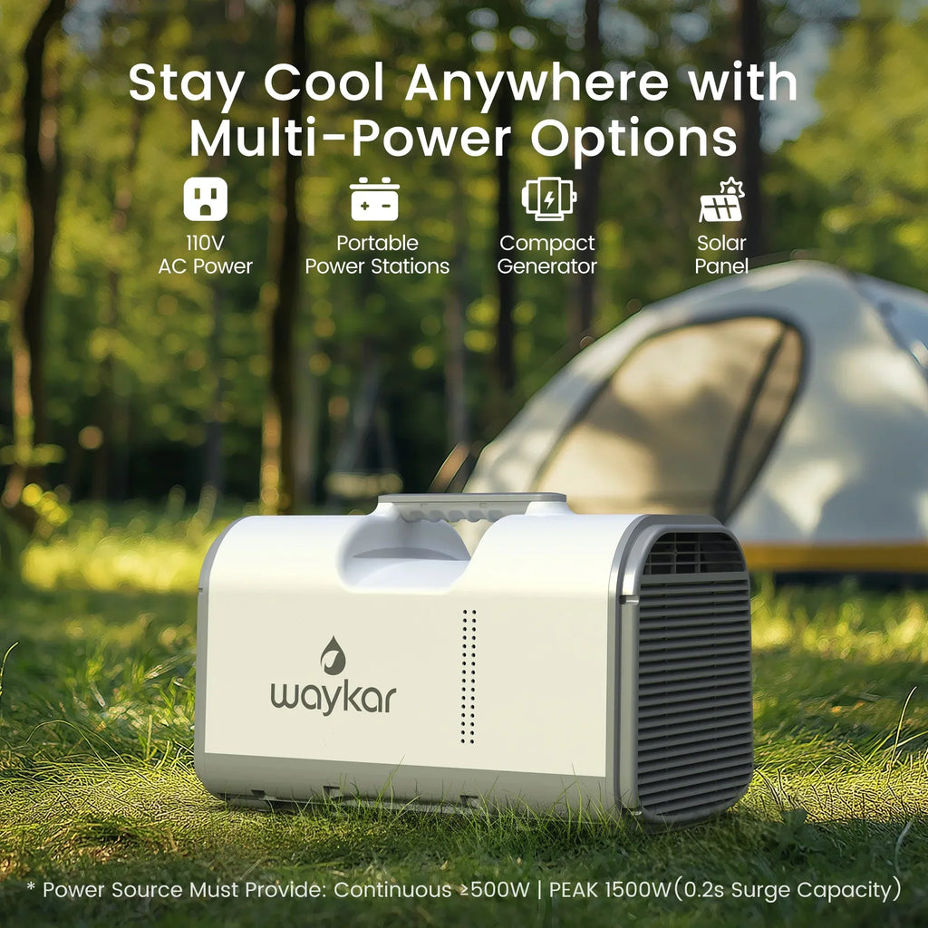 Nouveauté 2026 – Climatiseur portable Waykar 4500 BTU pour tente, camping, camping-car, 12 m², faible niveau sonore, télécommande
