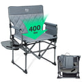 Nouveauté 2026 – Chaise de réalisateur portable TIMBER RIDGE , chaise de camping pliante robuste et compacte avec poche latérale et tablette latérale, supporte jusqu'à 181 kg, grise