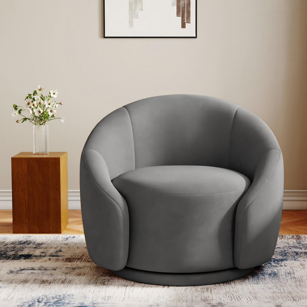 Nouveauté 2026 – Fauteuil pivotant 360" pour salon, fauteuil tonneau bouclé, canapé une place, fauteuil de lecture, vert sauge