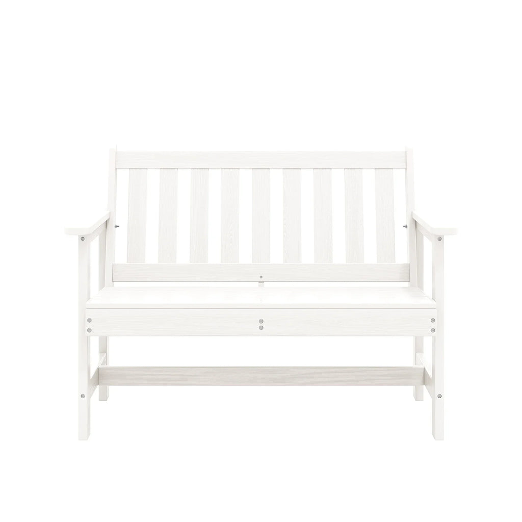 Nouveauté 2026 – Banc d'extérieur SERWALL pour 2 personnes, en PEHD résistant aux intempéries avec renforts en aluminium, supporte jusqu'à 300 kg, confortable pour terrasse, jardin et véranda, noir
