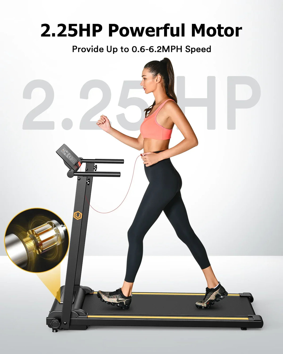 Nouveauté 2026 – Tapis de course pliable UREVO , mini-tapis de course portable de 2,25 CV pour la maison et le bureau, tapis de course compact avec 12 modes HIIT, écran LCD, capacité de 120 kg