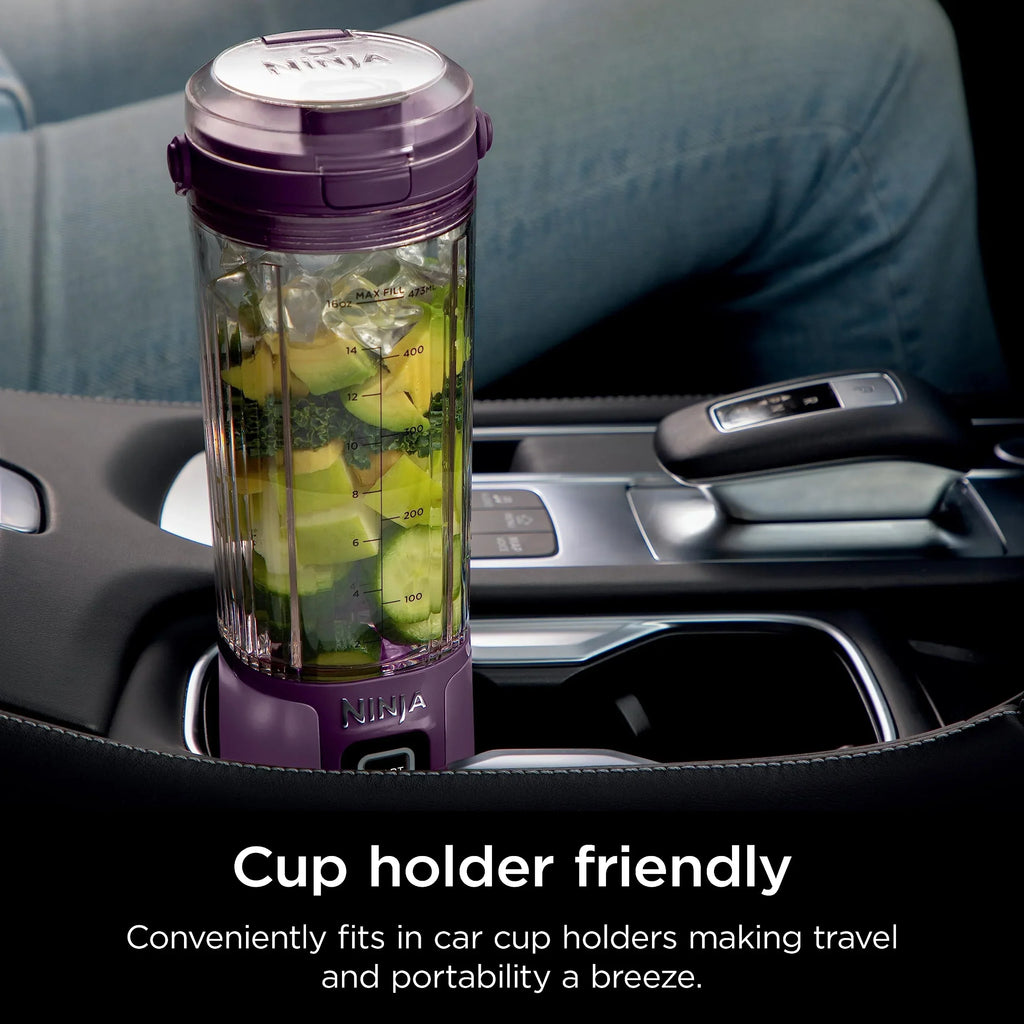Nouveauté 2026 – Blender portable Ninja Blast , sans fil, bol de 532 ml (18 oz), blender individuel pour milkshakes et smoothies, sans BPA, couvercle étanche et bec verseur, rechargeable par USB-C, pièces compatibles lave-vaisselle, violet métallisé