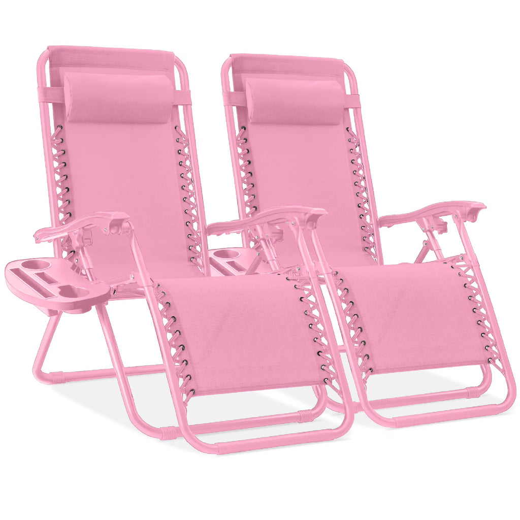 Nouveauté 2026 – Ensemble de 2 fauteuils inclinables zéro gravité Best Choice Products pour terrasse et piscine avec porte-gobelet - Gris