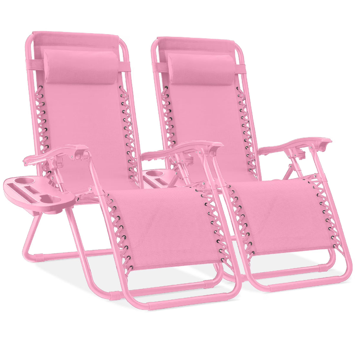 Nouveauté 2026 – Ensemble de 2 fauteuils inclinables zéro gravité Best Choice Products pour terrasse et piscine avec porte-gobelet - Gris