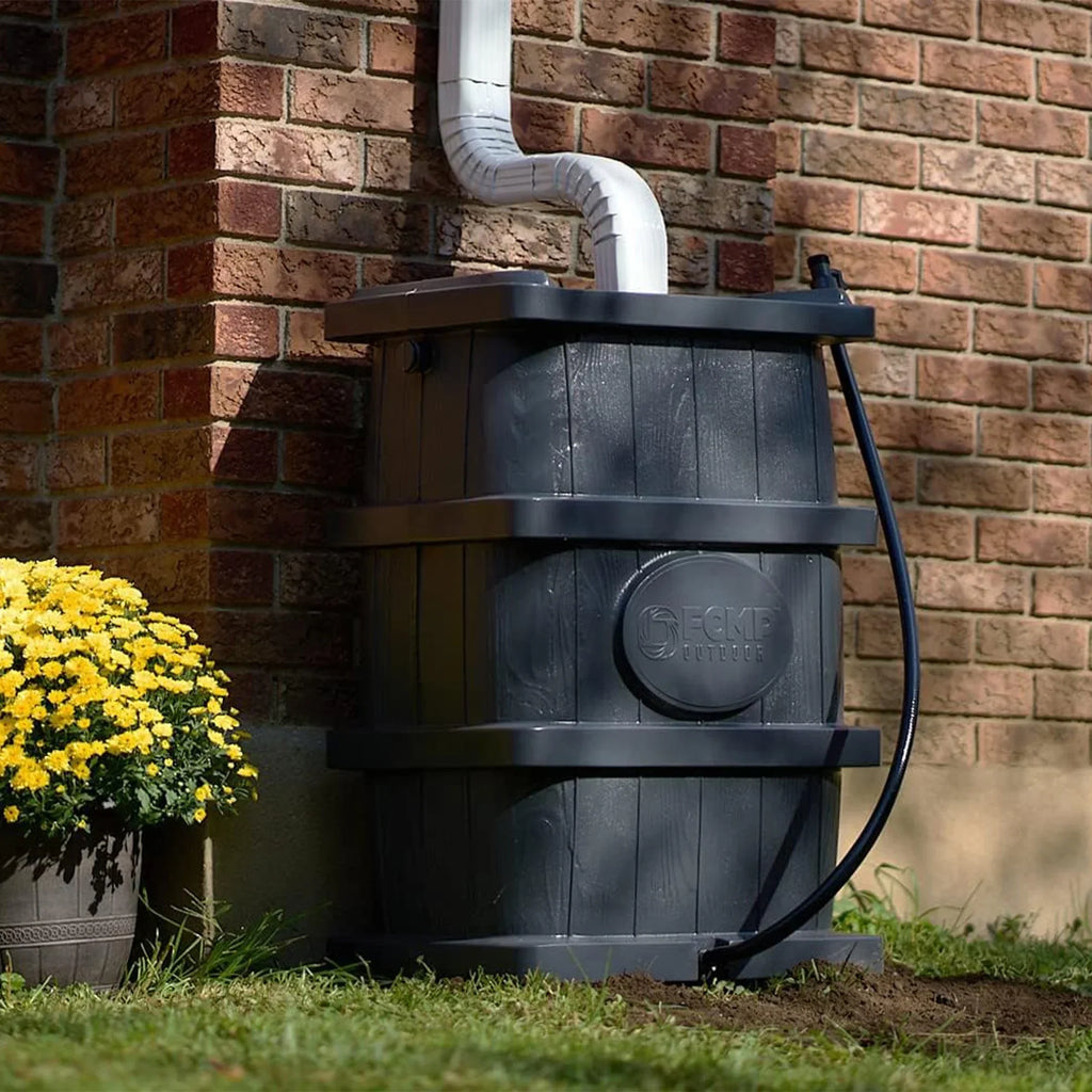 Nouveauté 2026 – Récupérateur d'eau de pluie extérieur FCMP Outdoor WG4000-GRY, aspect bois
