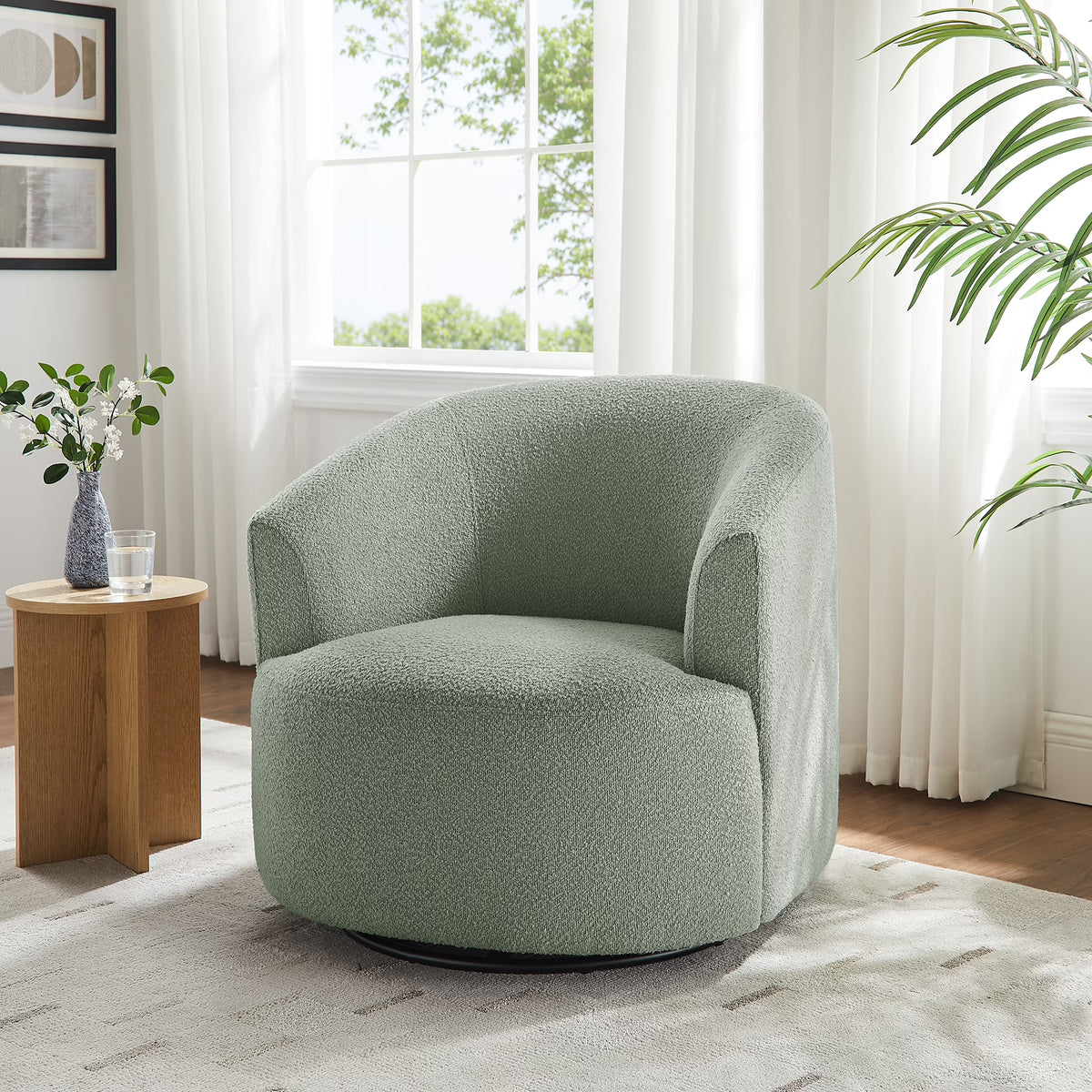 Nouveauté 2026 – Fauteuil pivotant Mainstays Boucle , taupe