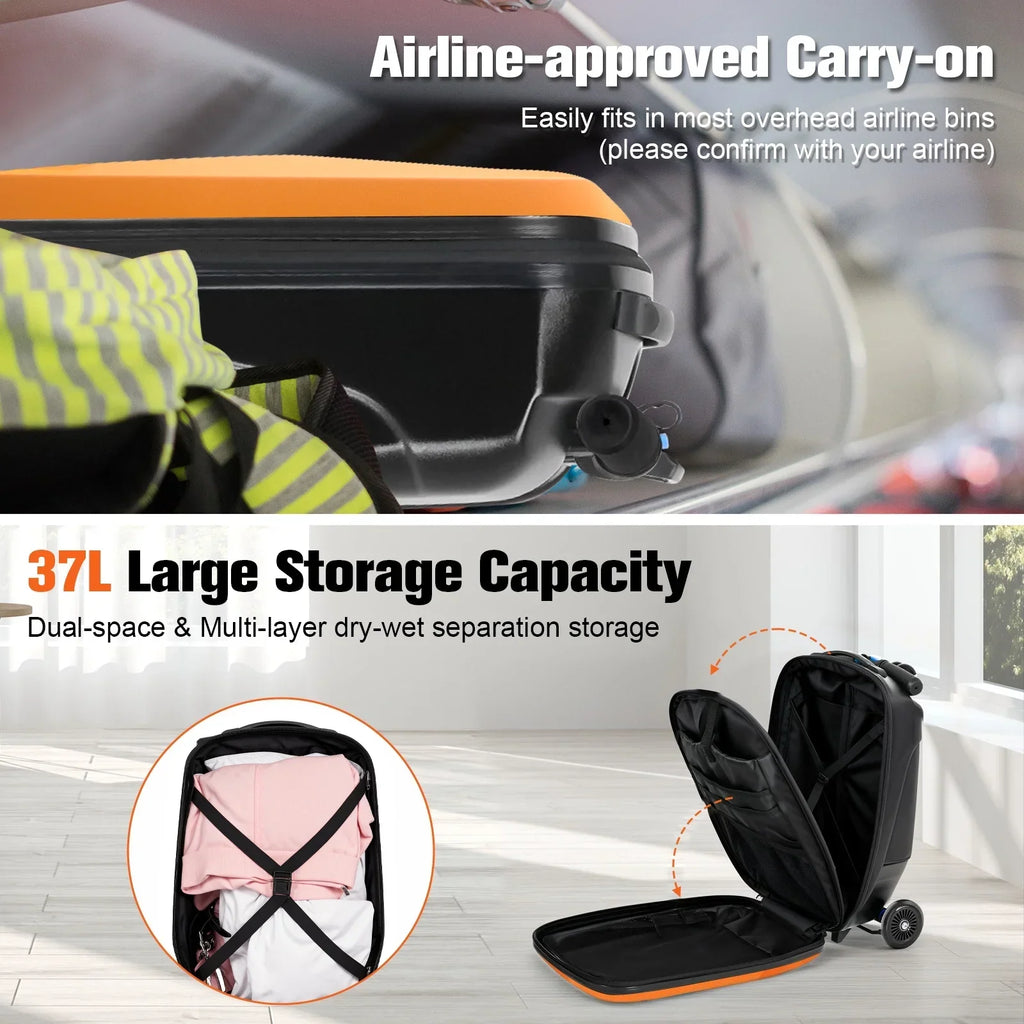 Nouveauté 2026 – Valise-trottinette Advwin pour enfants et adultes, valise rigide à roulettes pour enfants de 4 à 15 ans, multifonctionnelle, légère et pliable, avec roulettes, rose
