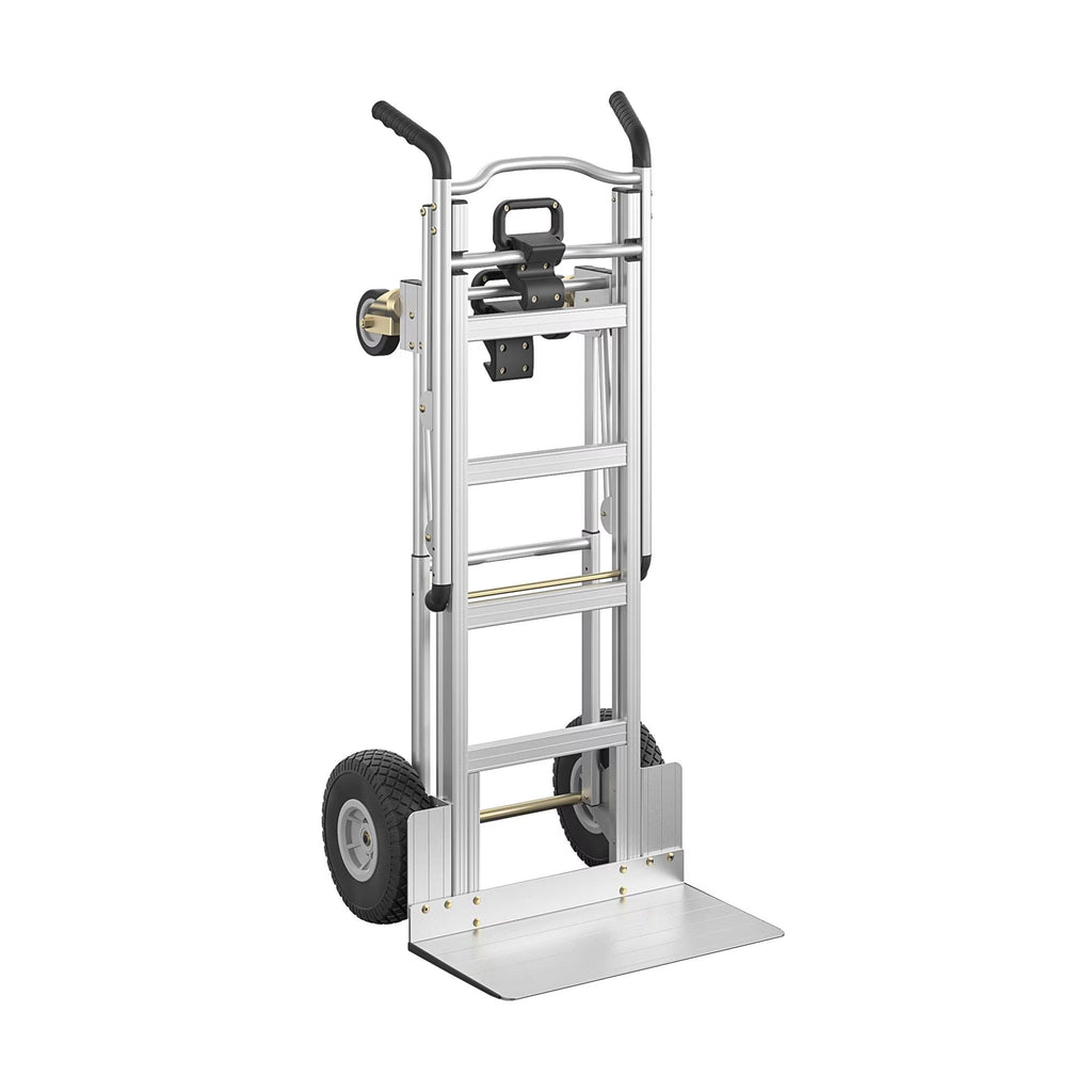 Nouveauté 2026 – Chariot de manutention/diable assisté 3 en 1 Cosco en aluminium, série , avec roues increvables, argent