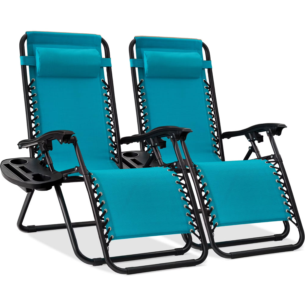 Nouveauté 2026 – Ensemble de 2 fauteuils inclinables zéro gravité Best Choice Products pour terrasse et piscine avec porte-gobelet - Gris