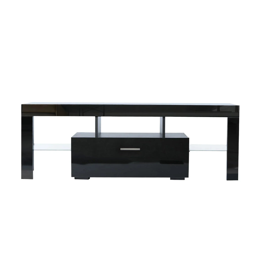 Nouveauté 2026 – Meuble TV PAPROOS pour téléviseurs jusqu'à 70 pouces, finition laquée brillante avec éclairage LED, console TV moderne avec tiroirs de rangement, meuble multimédia, blanc