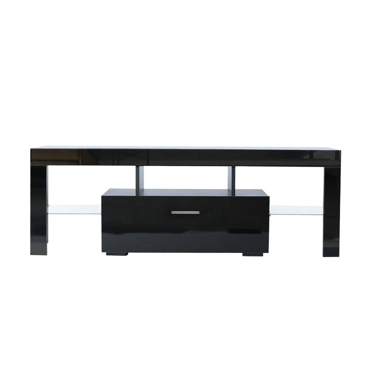 Nouveauté 2026 – Meuble TV PAPROOS pour téléviseurs jusqu'à 70 pouces, finition laquée brillante avec éclairage LED, console TV moderne avec tiroirs de rangement, meuble multimédia, blanc