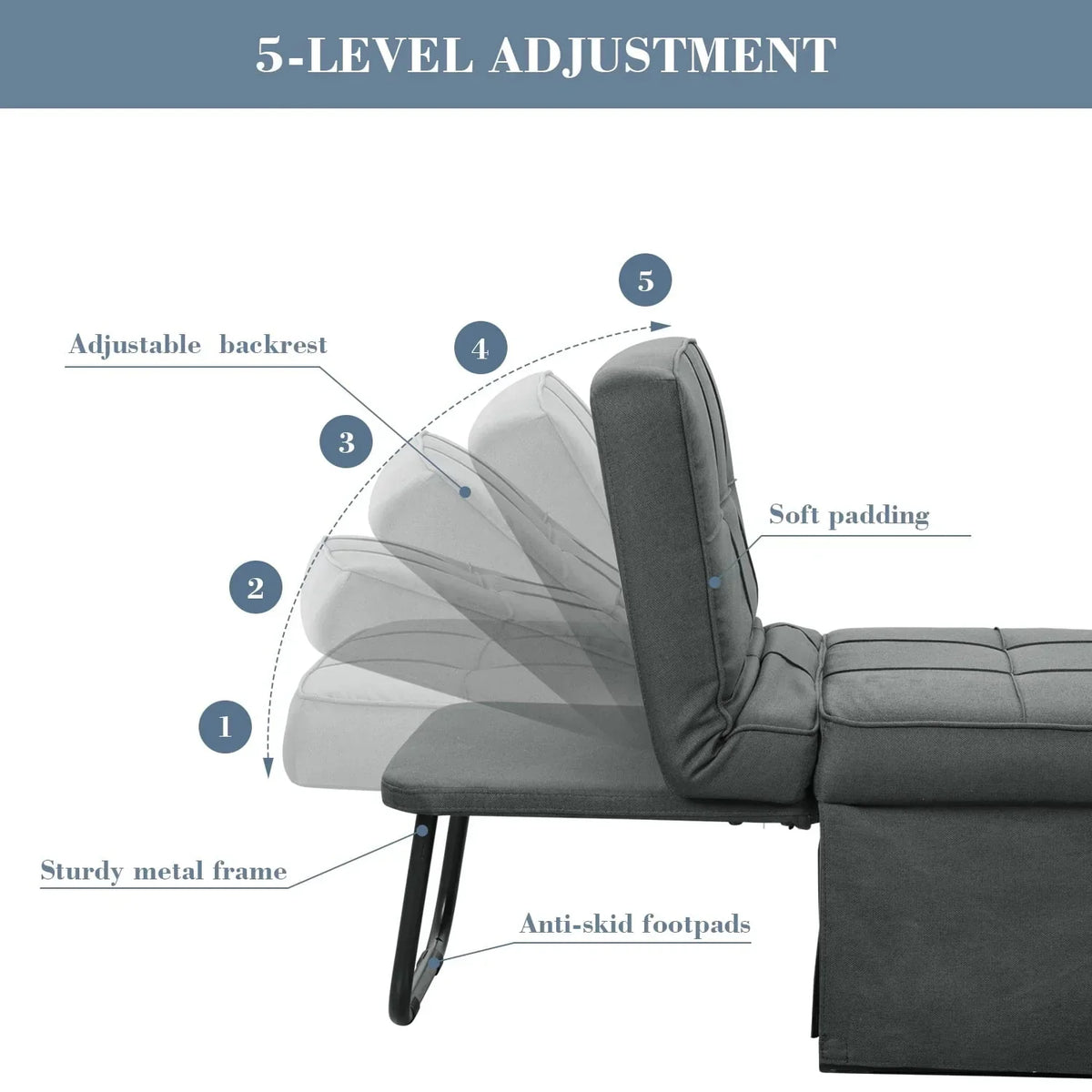 Nouveauté 2026 – Canapé-lit pliant Ainfox , 4 en 1 : lit de jour, pouf, fauteuil, canapé-lit pour invités, idéal pour un salon moderne ou une chambre, petite taille (gris foncé