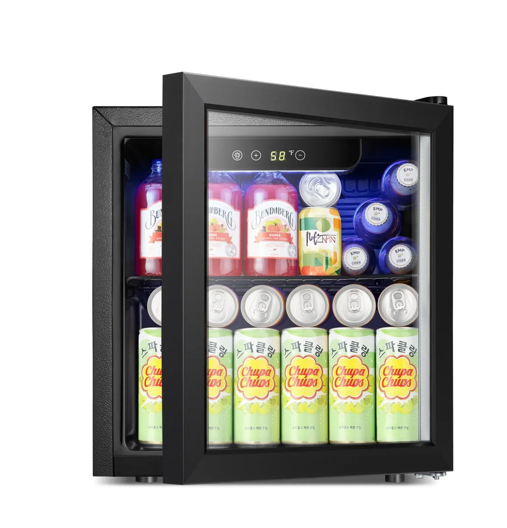 Nouveauté 2026 – Mini-réfrigérateur à boissons Auseo , 1,3 pi³ (37 litres) - Capacité de 55 canettes et 12 bouteilles - Porte double vitrée - Idéal pour la maison, le bar ou le bureau - Commandes tactiles électroniques