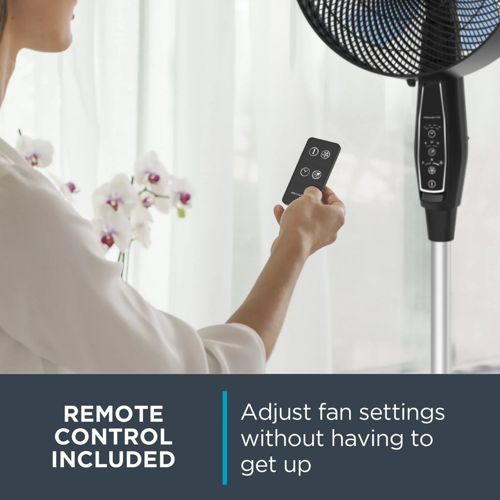 Nouveauté 2026 – Ventilateur sur pied Rowenta Turbo Silence avec télécommande, 53 pouces, portable, 5 vitesses, VU5670