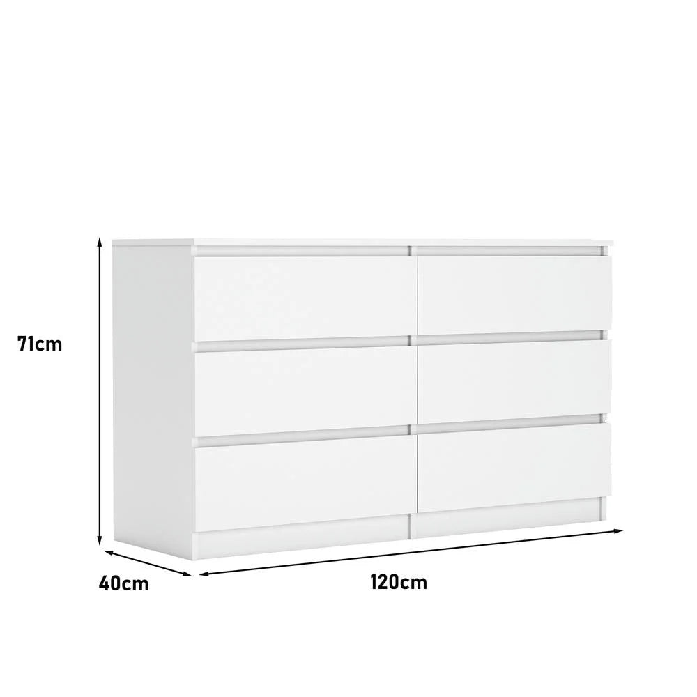 Nouveauté 2026 – Commode moderne Kadyn à 6 tiroirs, meuble en bois, commode pour chambre, meuble de rangement de cuisine avec tiroirs, commode (noire