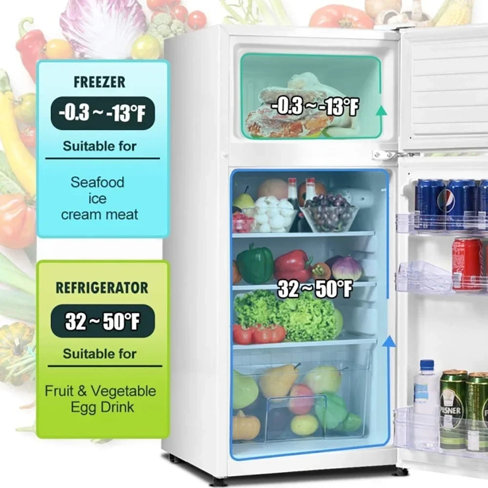 Nouveauté 2026 – Réfrigérateur compact Canddidliike 2 portes, blanc, en tôle laminée à froid, avec congélateur et thermostat réglable