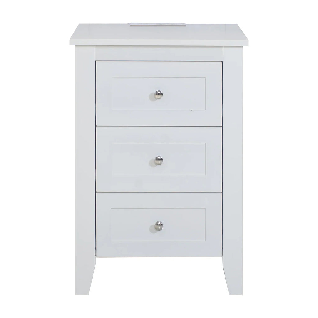 Nouveauté 2026 – Ensemble de 2 tables de chevet modernes blanches à 3 tiroirs Glavbiku , avec ports USB et prises électriques, pour chambres à coucher, adultes