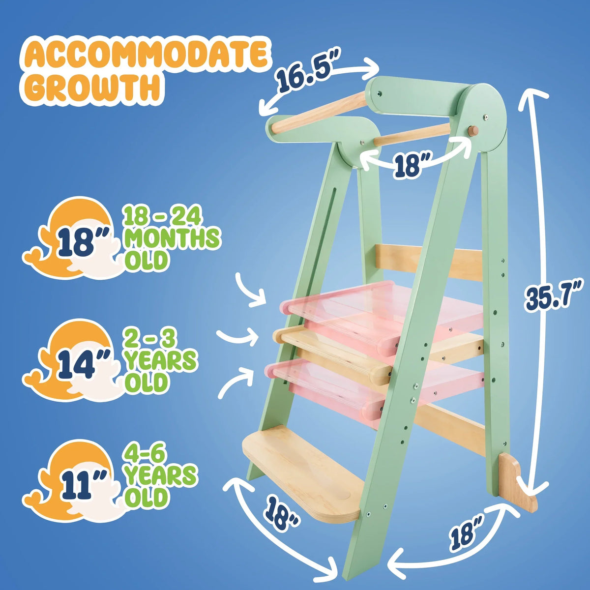 Nouveauté 2026 – Tour de cuisine pliable HARPPA pour tout-petits, tour sur pied pour enfants de 1,5 à 6 ans, blanche
