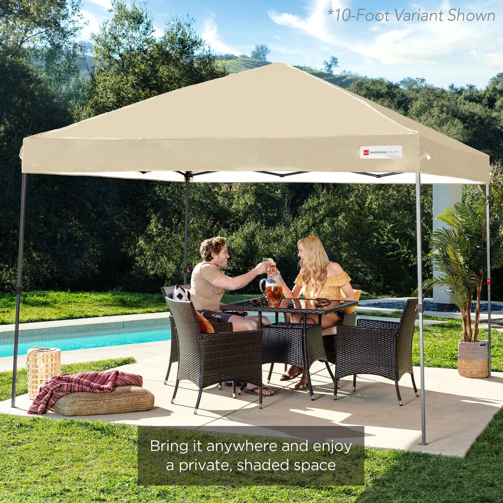 Nouveauté 2026 – Best Choice Products 3,66 m x 3,66 m - Abri pliant facile à monter avec installation en un clic, sac à roulettes et 4 sacs de lestage - Bleu marine