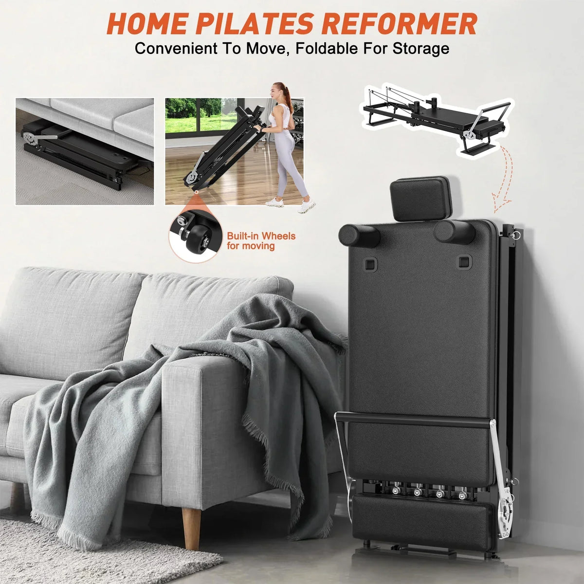 Nouveauté 2026 – Appareil de Pilates Reformer pliable GIKPAL de 234 cm (92 pouces) pour salle de sport à domicile, équipement d'exercices de Pilates pour un corps équilibré avec planche de saut
