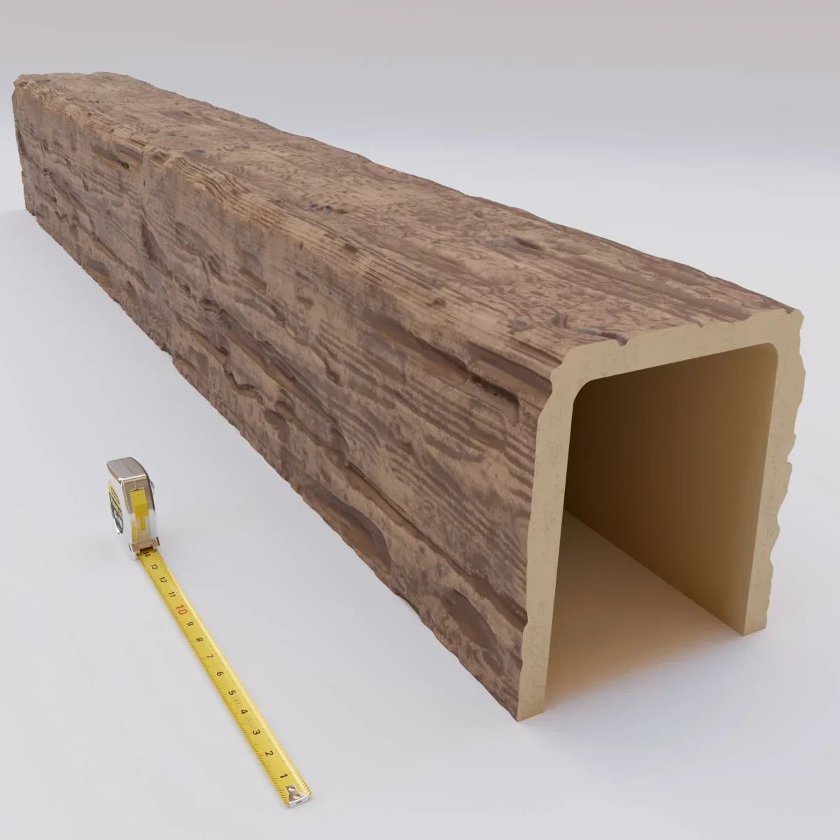 Nouveauté 2026 – Ekena Millwork 3 1/2 po L x 3 1/2 po H x 120 po P 3 côtés (poutre en U) Bois de récupération HeritageTimber Faux bois Poutre de plafond, Brun Kona