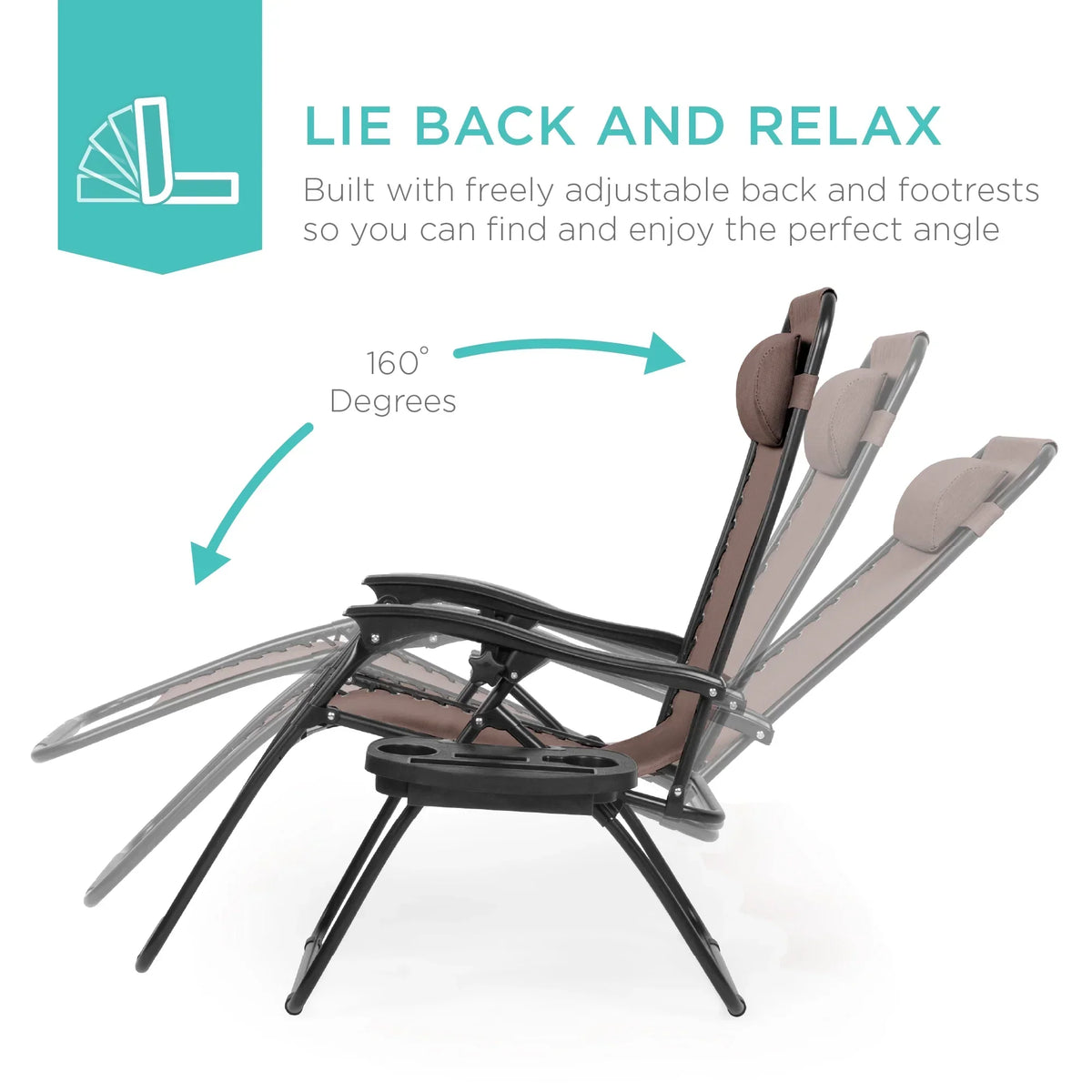 Nouveauté 2026 – Ensemble de 2 fauteuils inclinables zéro gravité Best Choice Products pour terrasse et piscine avec porte-gobelet - Gris